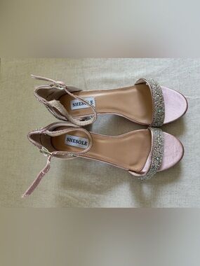 Sheshole Pink Embellished Ankle-Strap Sandals